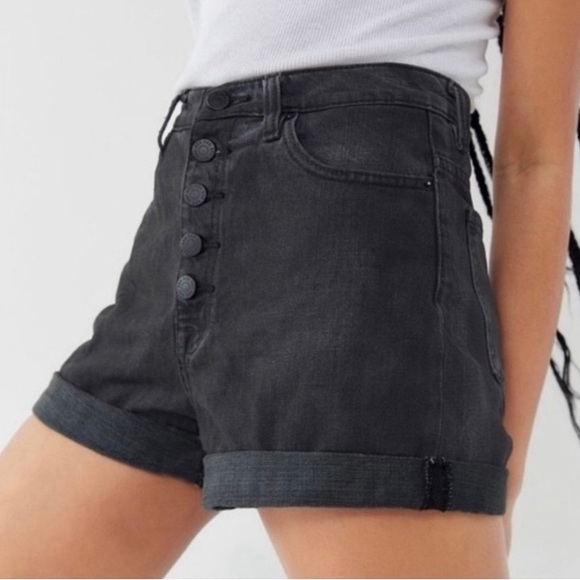 BDG Pants - Urban Outfitters BDG Black Mom High-Rise Jean Shorts Cuffed Button Fly Size 26